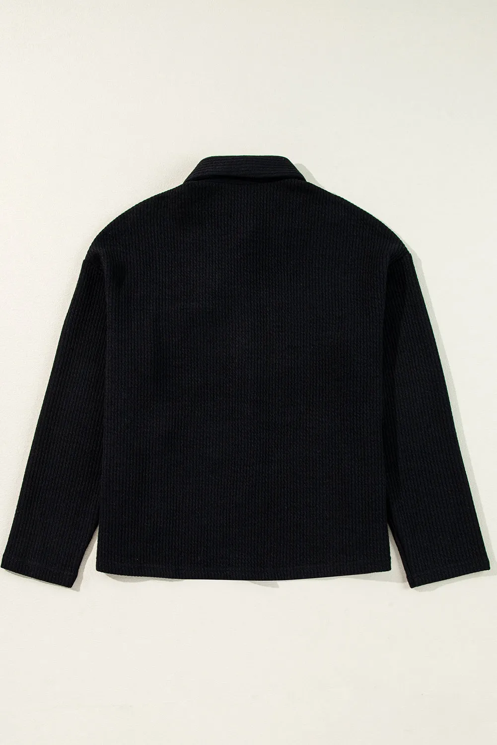 Black Solid Color Corduroy Buttoned Long Sleeve Shacket sold by Beagle Boutique product image thumbnail 5