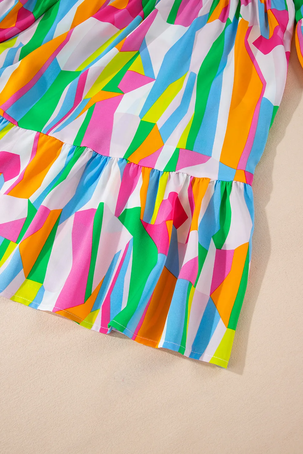 Multicolour Plus Size Vibrant Abstract Print Tiered Ruffled Mini Dress sold by Beagle Boutique product image thumbnail 5