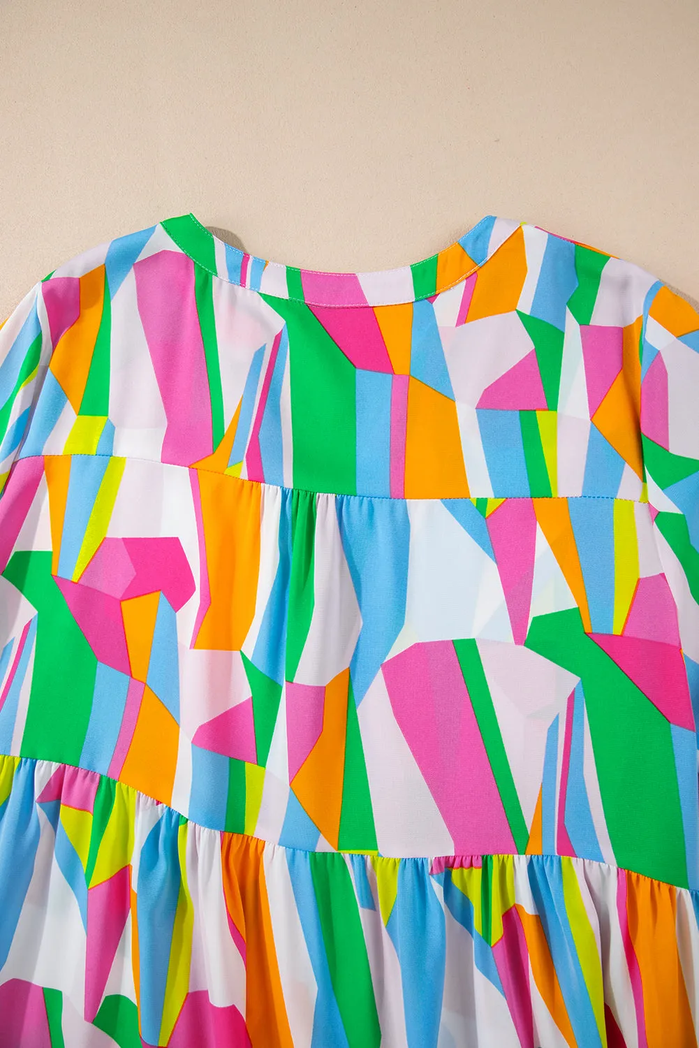 Multicolour Plus Size Vibrant Abstract Print Tiered Ruffled Mini Dress sold by Beagle Boutique product image thumbnail 4