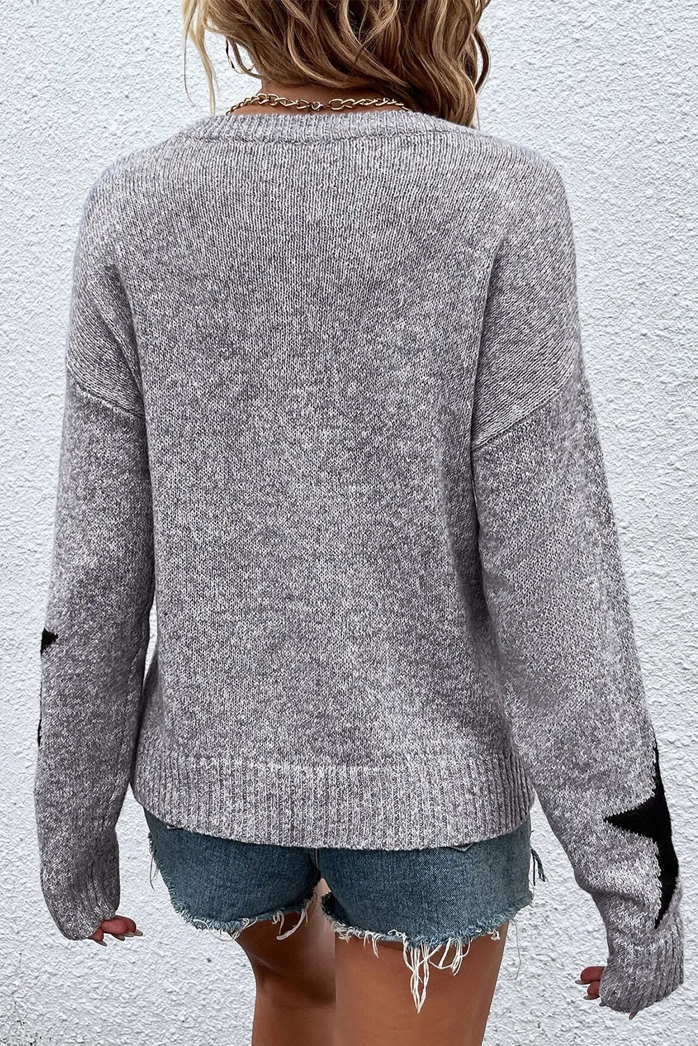 Green Star Pattern Drop Shoulder Sweater sold by Beagle Boutique product image thumbnail 5