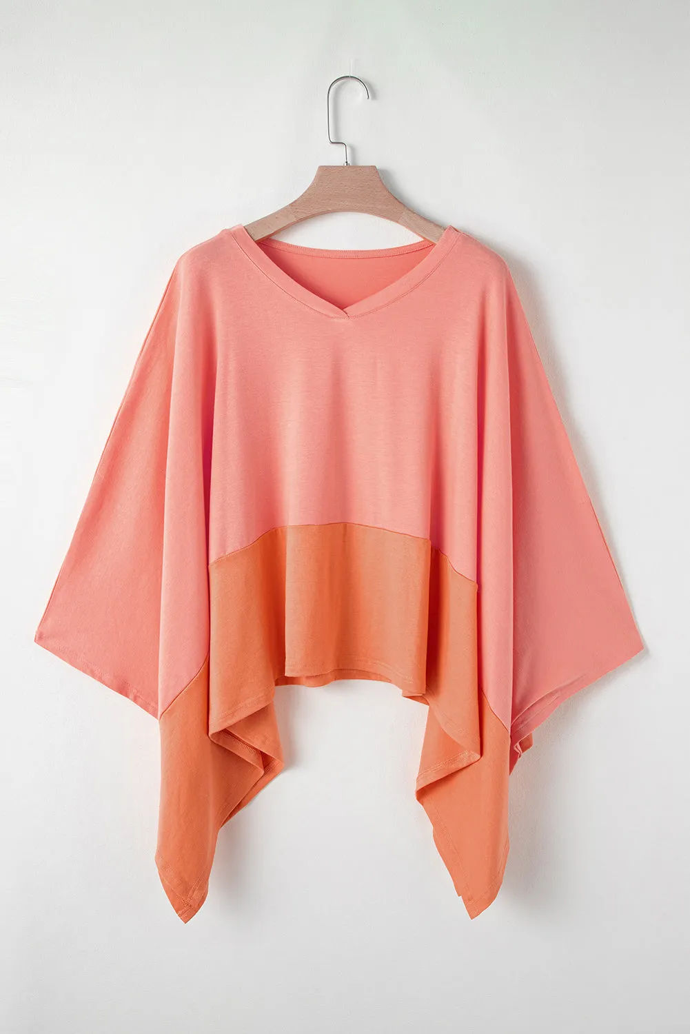 Grapefruit Orange Contrast Color Patchwork Oversized Side Split Top sold by Beagle Boutique product image thumbnail 5