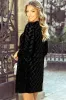 Black Textured V Neck Balloon Sleeve Velvet Mini Dress sold by Beagle Boutique
