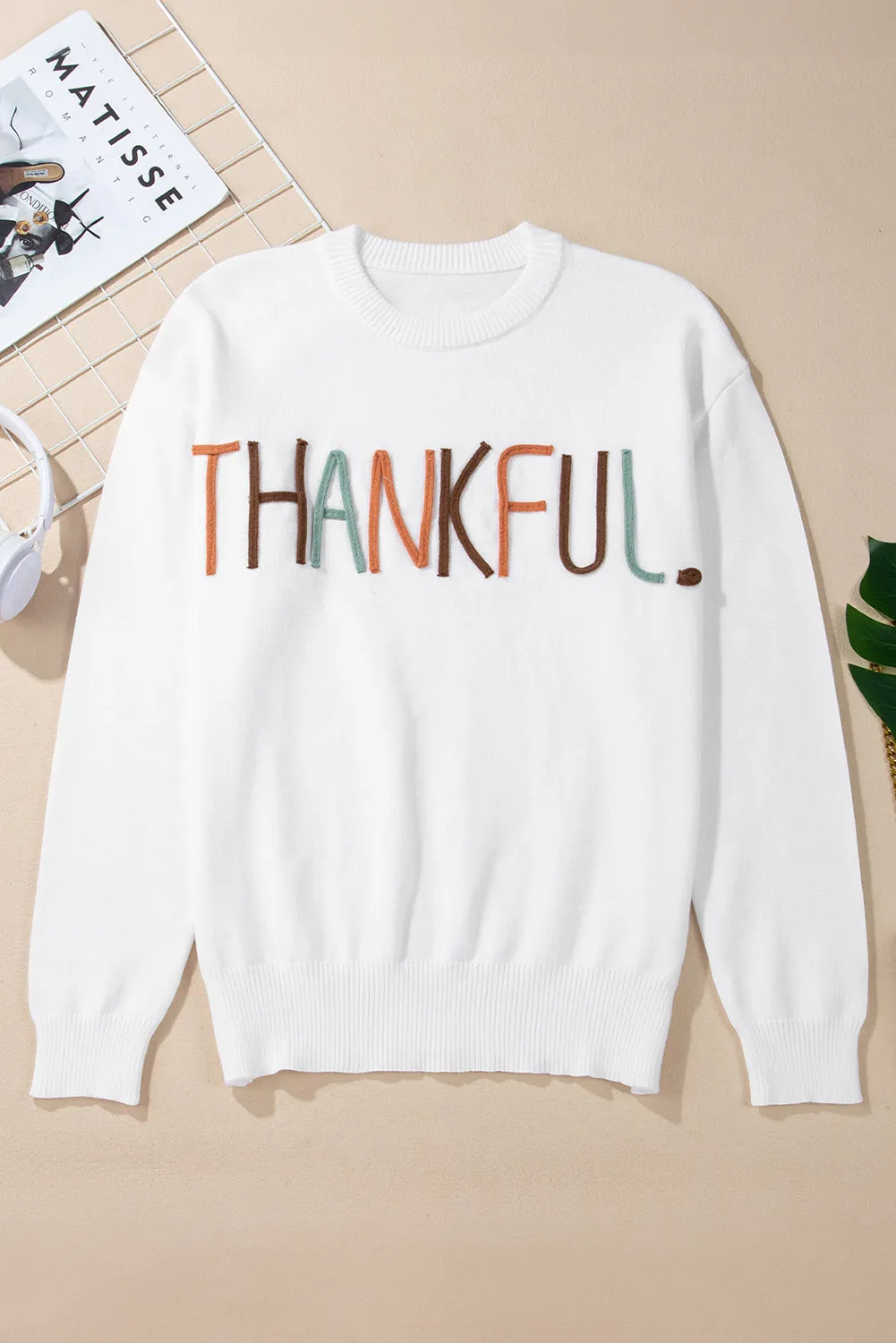 White Thankful Ivory Embroidered Sweater sold by Beagle Boutique product image thumbnail 5
