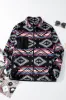Black Aztec Printed Zip Up Collar Jacket sold by Beagle Boutique