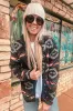 Black Aztec Printed Zip Up Collar Jacket sold by Beagle Boutique