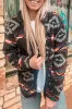 Black Aztec Printed Zip Up Collar Jacket sold by Beagle Boutique