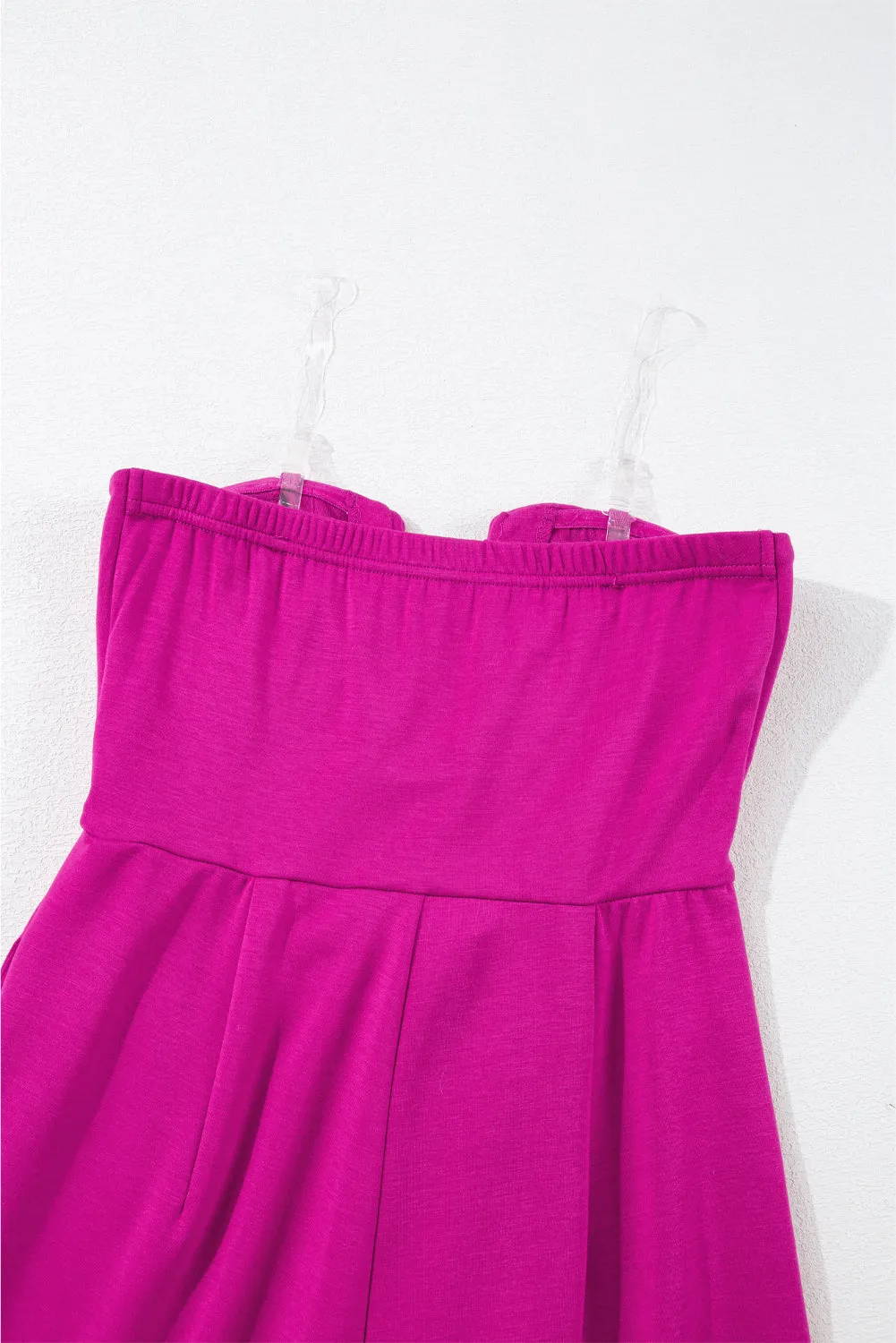 Bright Pink Bowknot Strapless Wide Leg Jumpsuit sold by Beagle Boutique product image thumbnail 4