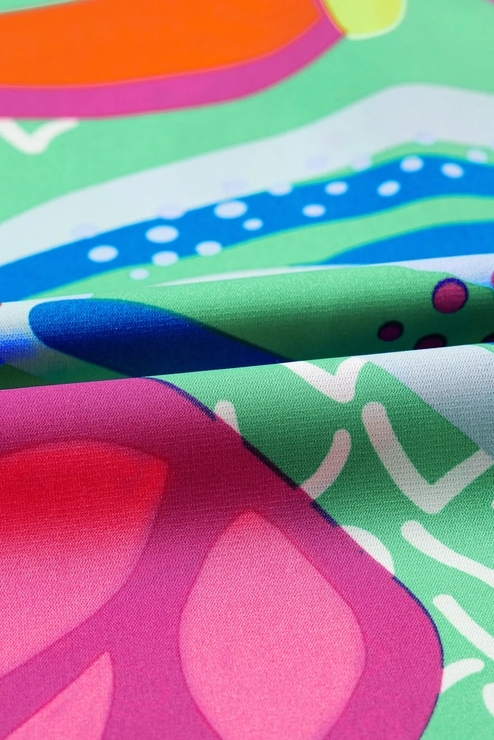 Green Abstract Printed Flounce Sleeve V Neck Buttoned Plus Size Blouse sold by Beagle Boutique product image thumbnail 3