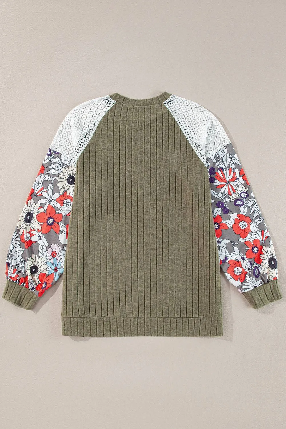 Vineyard Green Plus Size Textured Floral Patchwork Raglan Sleeve Blouse sold by Beagle Boutique product image thumbnail 3