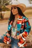 Sky Blue Aztec Printed Lapel Bell Sleeve Jacket sold by Beagle Boutique