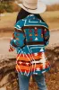 Sky Blue Aztec Printed Lapel Bell Sleeve Jacket sold by Beagle Boutique
