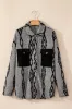 Grey Aztec Contrast Chest Pockets Loose Shacket sold by Beagle Boutique