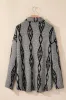 Grey Aztec Contrast Chest Pockets Loose Shacket sold by Beagle Boutique