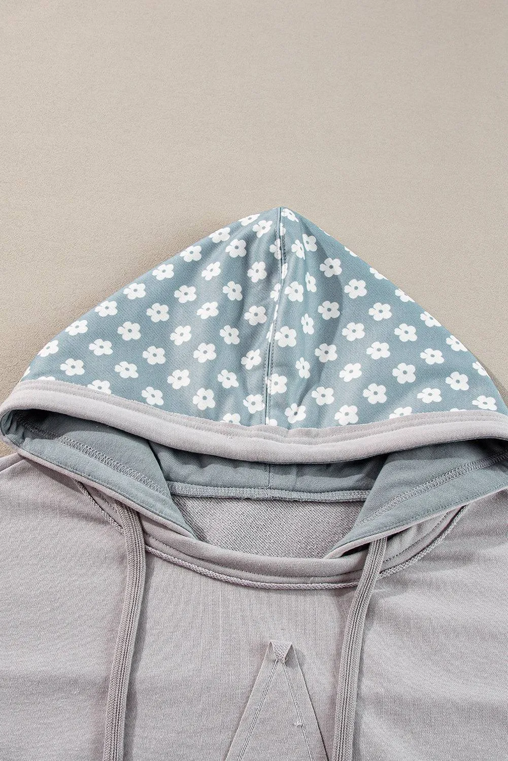 Beau Blue Floral Patchwork Star Pattern Drawstring Hoodie sold by Beagle Boutique product image thumbnail 5