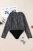 Black Sequin Mesh Long Sleeve Surplice Neck Bodysuit sold by Beagle Boutique