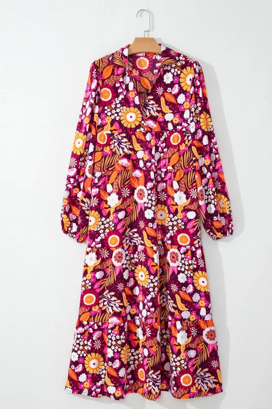 Purple Collared Tiered Flowy Long Dress sold by Beagle Boutique