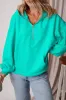 Aruba Blue Fleece Lined Half Zipper Kangaroo Pockets Loose Hoodie sold by Beagle Boutique