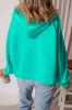 Aruba Blue Fleece Lined Half Zipper Kangaroo Pockets Loose Hoodie sold by Beagle Boutique