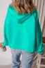 Aruba Blue Fleece Lined Half Zipper Kangaroo Pockets Loose Hoodie sold by Beagle Boutique