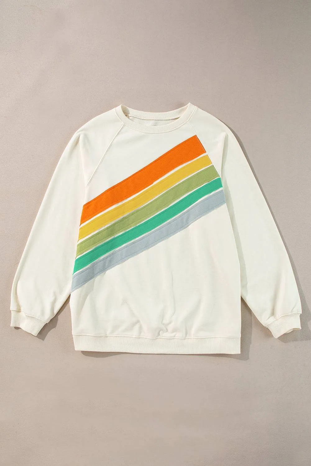 white Rainbow Raglan Sleeve Crew Neck Plus Size Sweatshirt sold by Beagle Boutique product image thumbnail 3