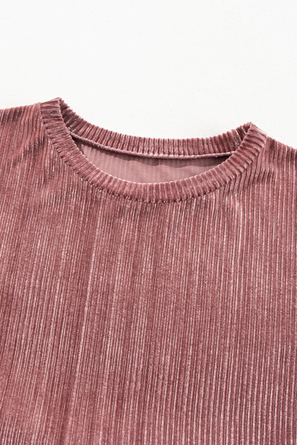 Apricot Pink Plus Size Velvet Ribbed Knit Tiered Ruffled Mini Dress sold by Beagle Boutique product image thumbnail 5