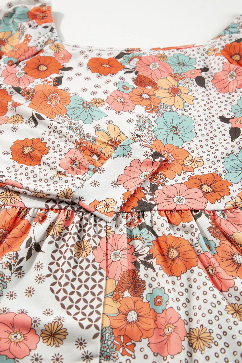 Khaki Plus Size Flower Print Square Neck Peplum Blouse sold by Beagle Boutique product image thumbnail 4