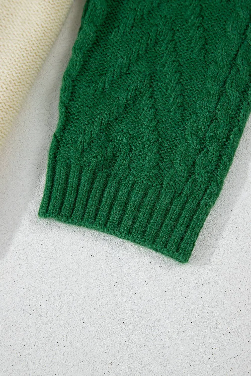Mist Green Plus Size Cable Knit Color Block Drop Shoulder Sweater sold by Beagle Boutique product image thumbnail 4