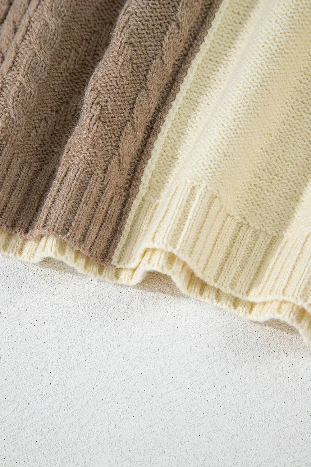 Mist Green Plus Size Cable Knit Color Block Drop Shoulder Sweater sold by Beagle Boutique product image thumbnail 3