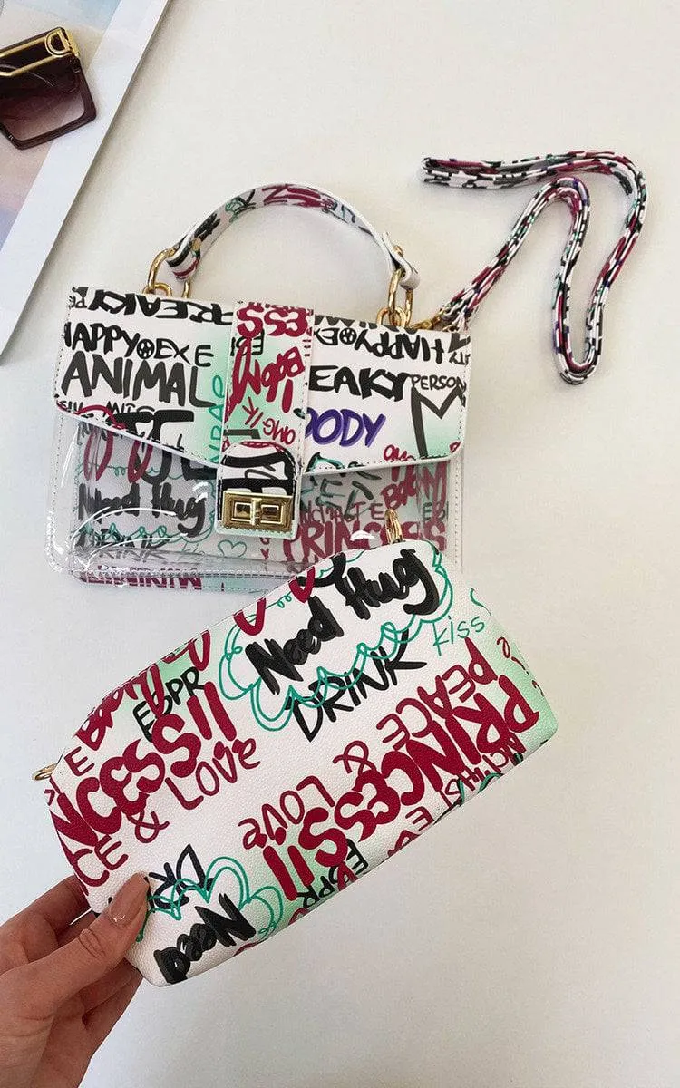 Graffiti Print Handbag sold by Beagle Boutique product image thumbnail 2
