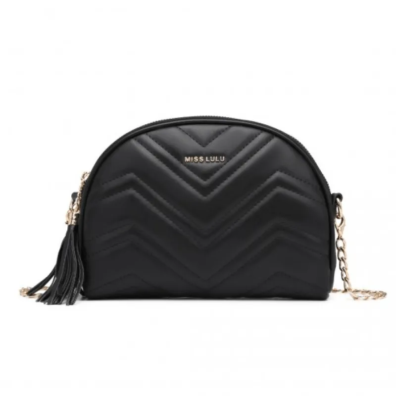 LB2236 - Miss Lulu Trendy Tassel Crossbody Bag - Black sold by Beagle Boutique
