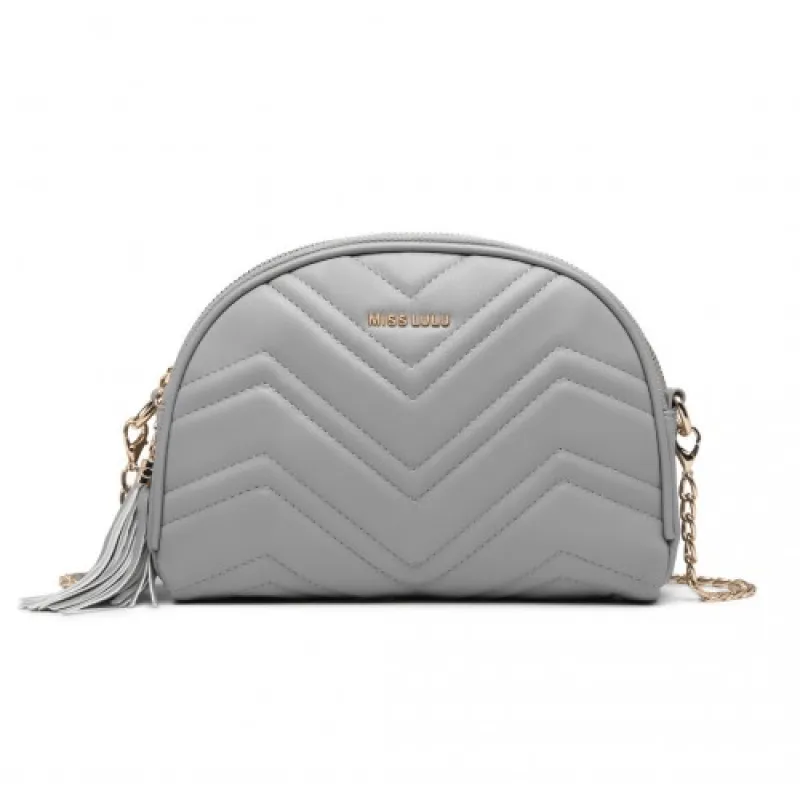 LB2236 - Miss Lulu Trendy Tassel Crossbody Bag - Grey sold by Beagle Boutique