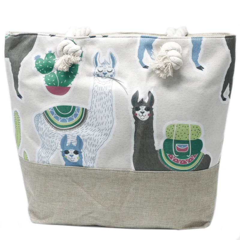 Rope Handle Bag - Llamas sold by Beagle Boutique