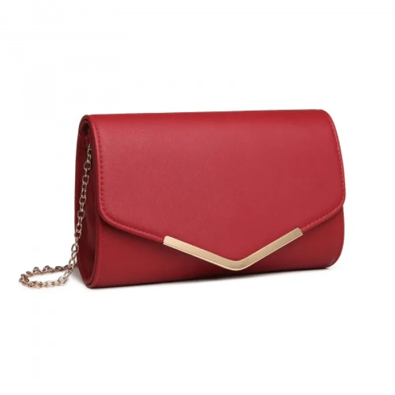 LH2064 - Miss Lulu Vegan Envelope Clutch Bag - Red sold by Beagle Boutique