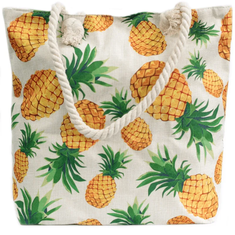 Rope Handle Bag - Pineapples sold by Beagle Boutique