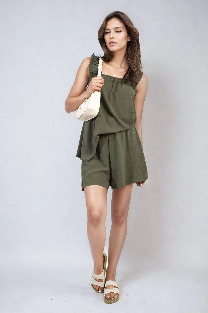 Square-Neck Ruffle Sleeveless Top & Shorts Co-ord sold by Beagle Boutique product image thumbnail 4