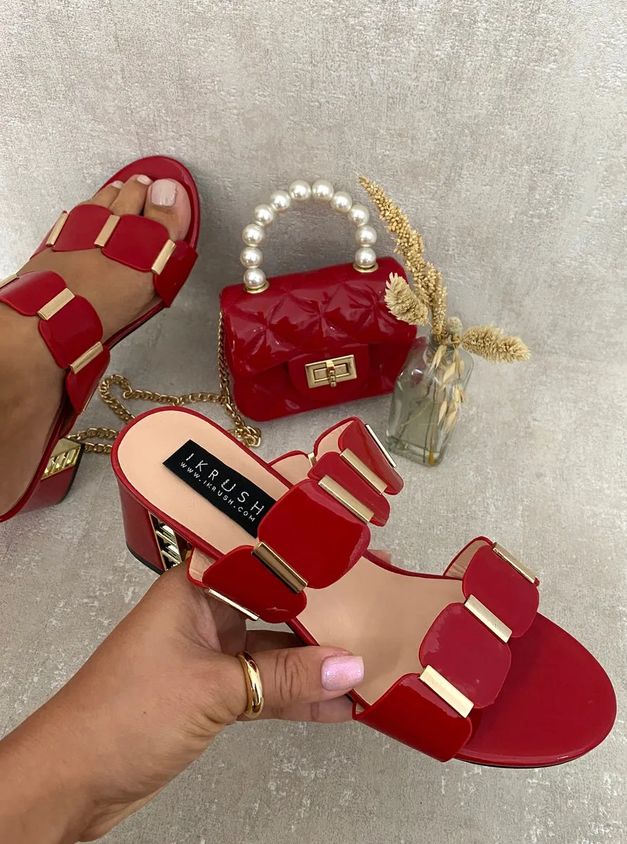 Square Stud Two Strap Block High Heels sold by Beagle Boutique product image thumbnail 2