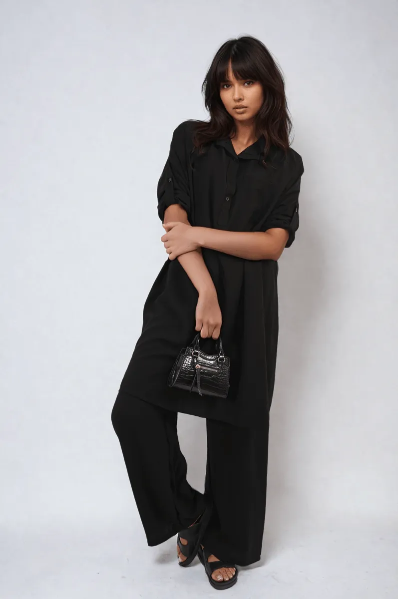 Oversized Button Front Shirt & Wide Leg Trousers Co-ord Set sold by Beagle Boutique product image thumbnail 5