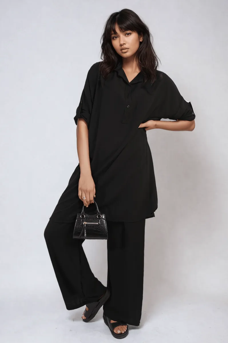 Oversized Button Front Shirt & Wide Leg Trousers Co-ord Set sold by Beagle Boutique