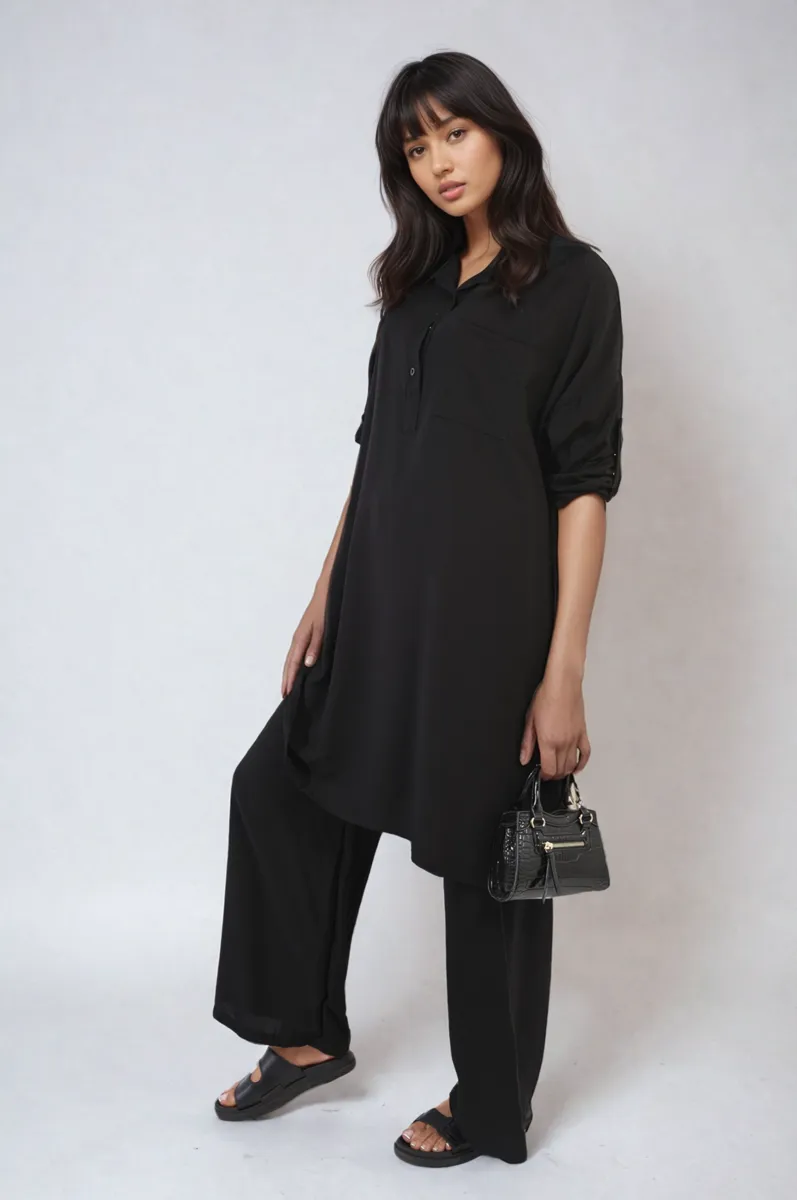 Oversized Button Front Shirt & Wide Leg Trousers Co-ord Set sold by Beagle Boutique product image thumbnail 4