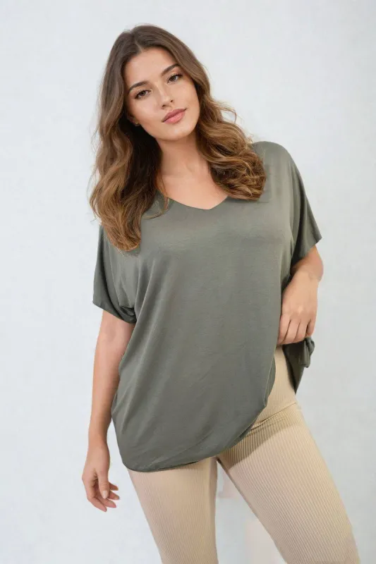 Short Sleeve V-Neck Loose Top sold by Beagle Boutique