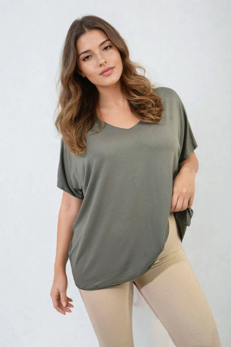 Short Sleeve V-Neck Loose Top sold by Beagle Boutique