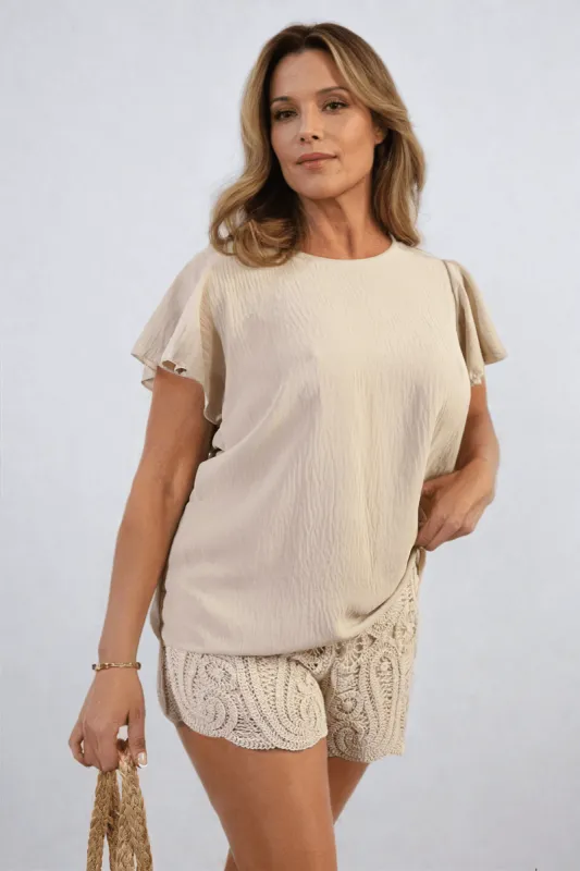 Ruffle Short Sleeve Top sold by Beagle Boutique