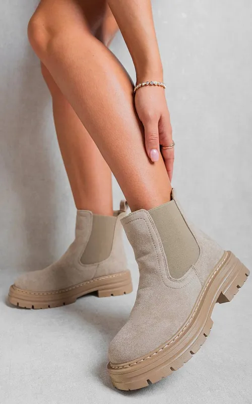 Chunky Chelsea Suede Ankle Boots sold by Beagle Boutique