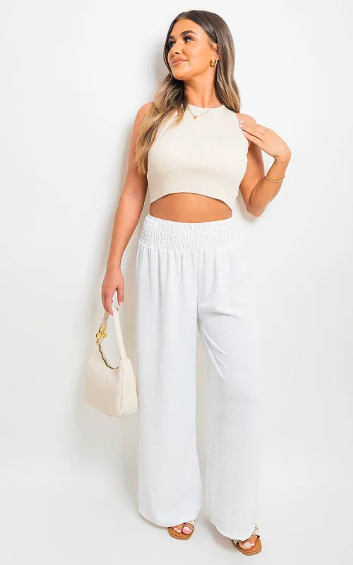 Elastic High Waist Wide Leg Trousers sold by Beagle Boutique