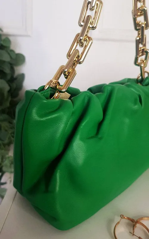 Gold Chain Slouch Handbag sold by Beagle Boutique