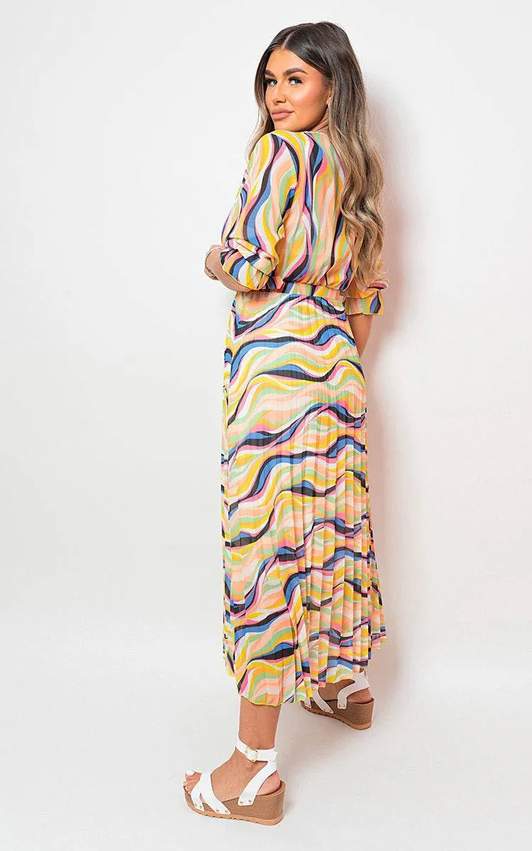 Long Sleeve Printed Maxi Dress with Belt Detail sold by Beagle Boutique product image thumbnail 4