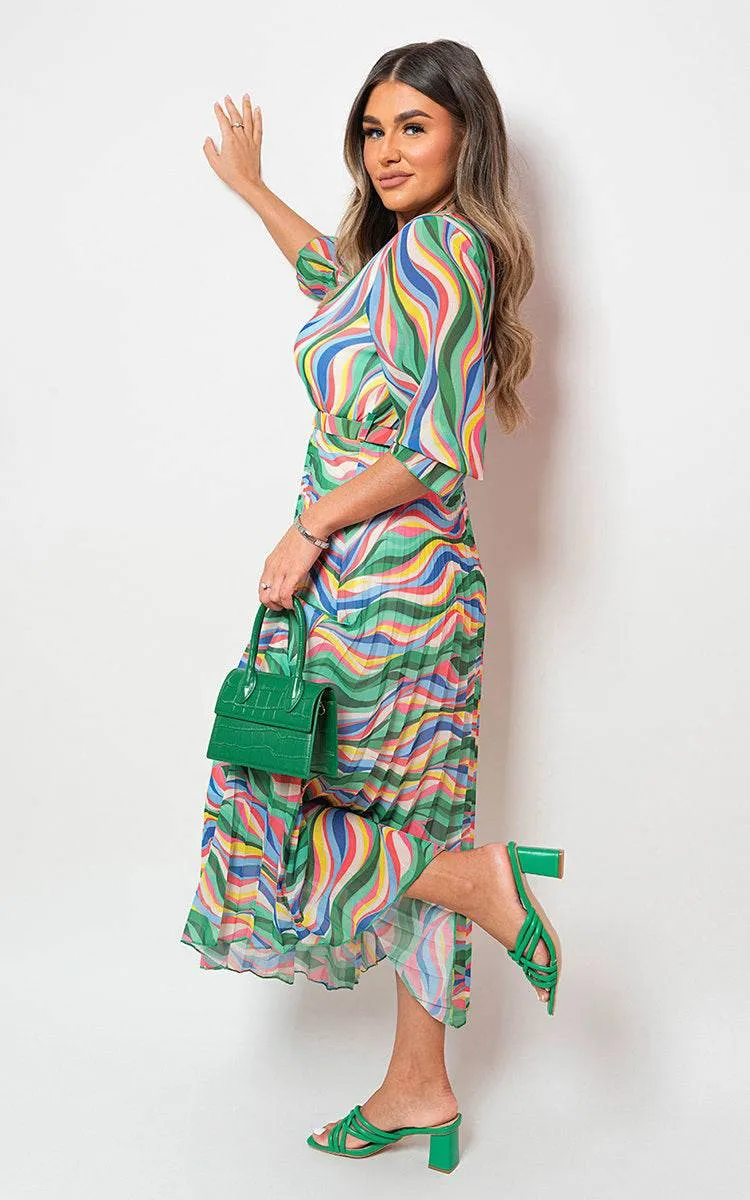 Long Sleeve Printed Maxi Dress with Belt Detail sold by Beagle Boutique product image thumbnail 3