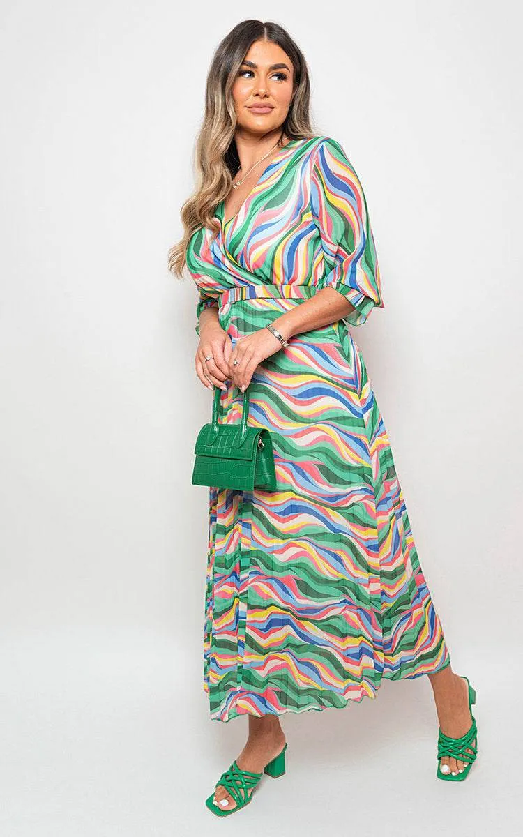Long Sleeve Printed Maxi Dress with Belt Detail sold by Beagle Boutique product image thumbnail 2