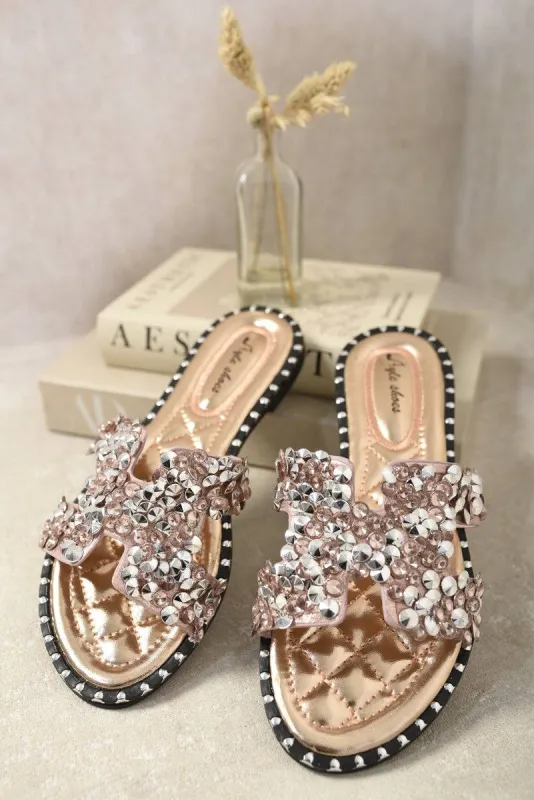 Embellished Open Toe Flat Sandals sold by Beagle Boutique
