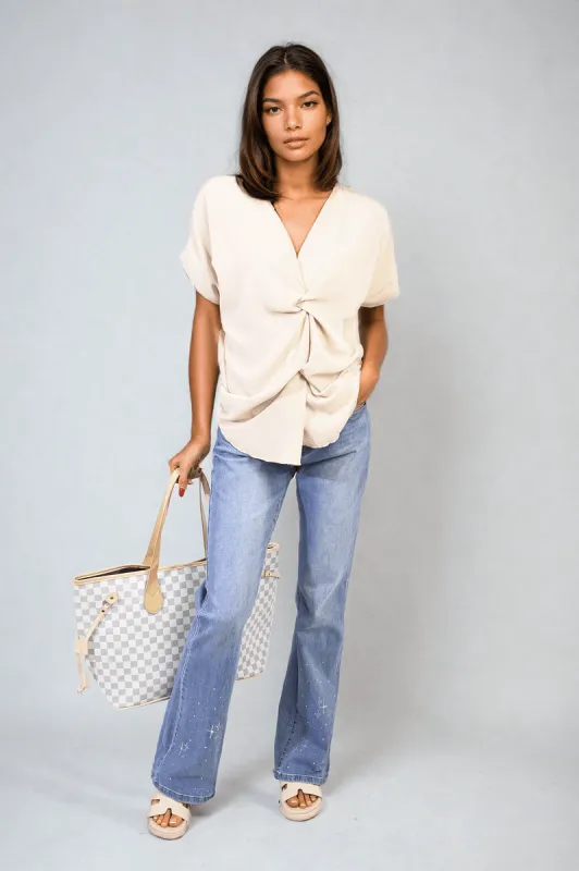 V-Neck Twist Front Top sold by Beagle Boutique
